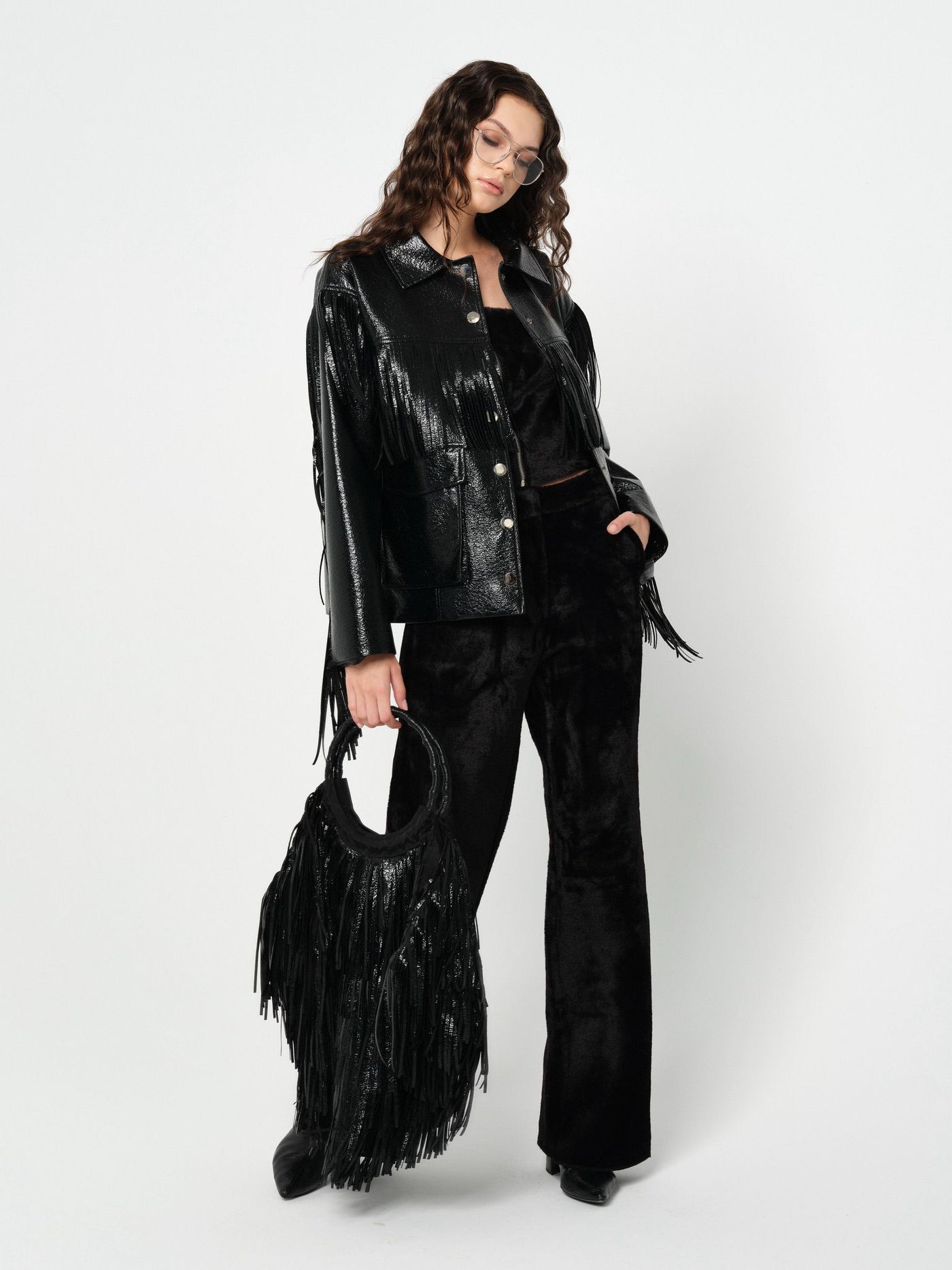 TASSELED LEATHER COAT