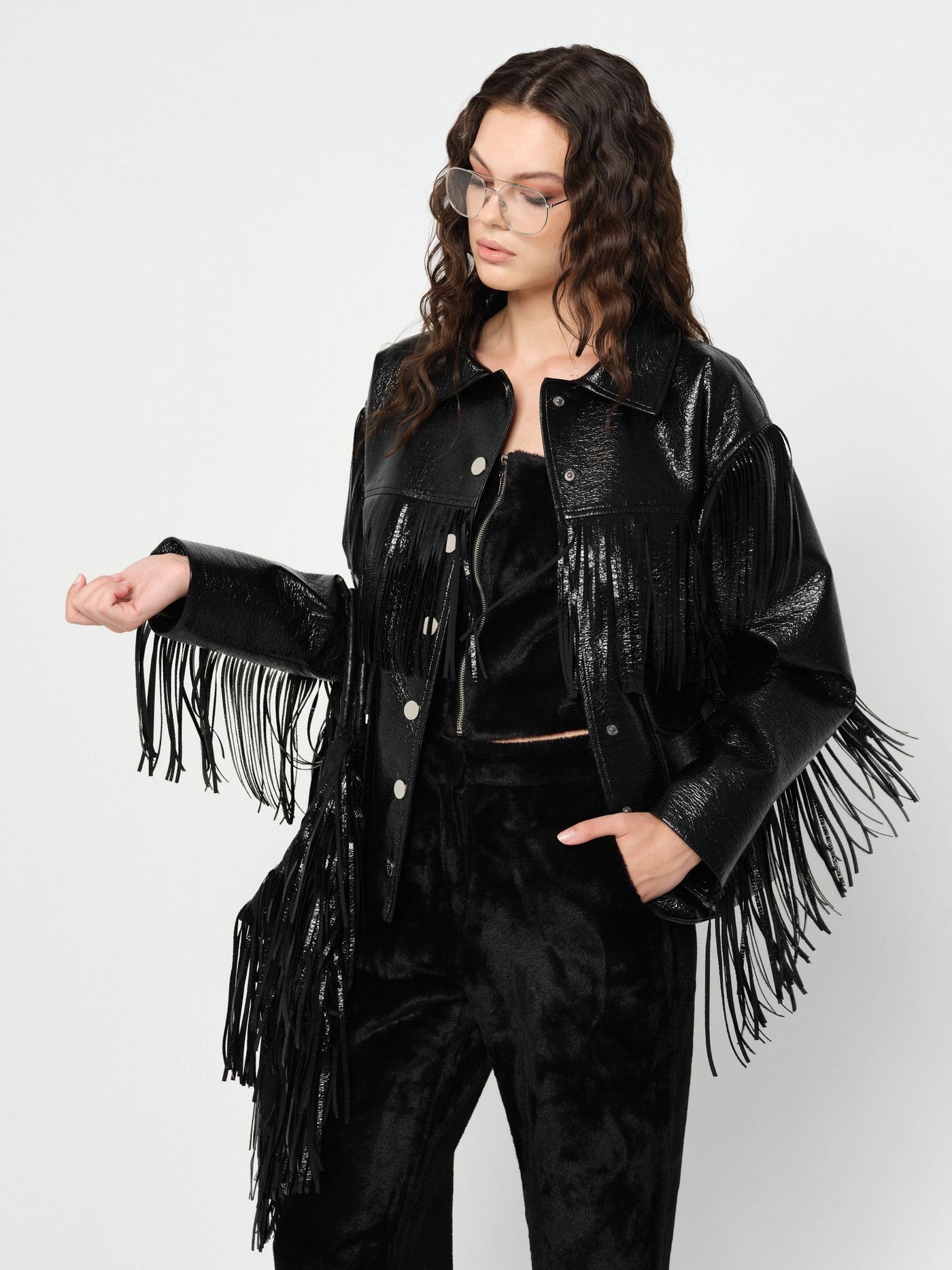 TASSELED LEATHER COAT