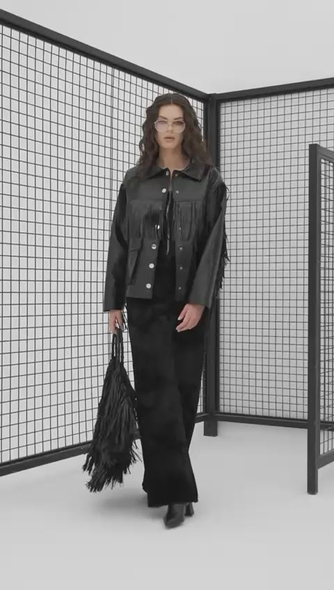 TASSELED LEATHER COAT