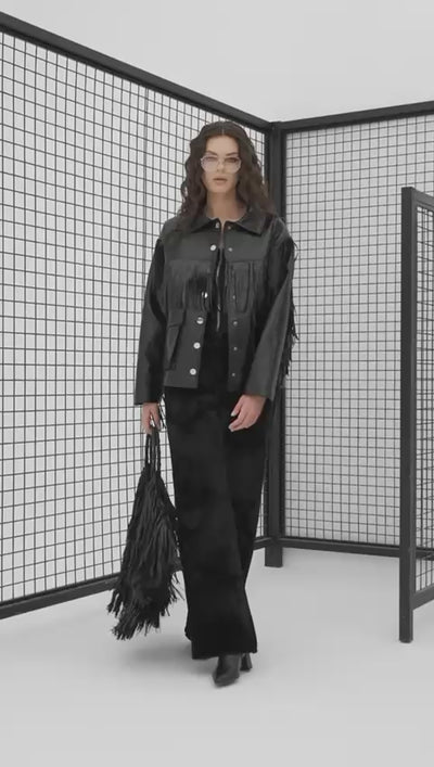 TASSELED LEATHER COAT